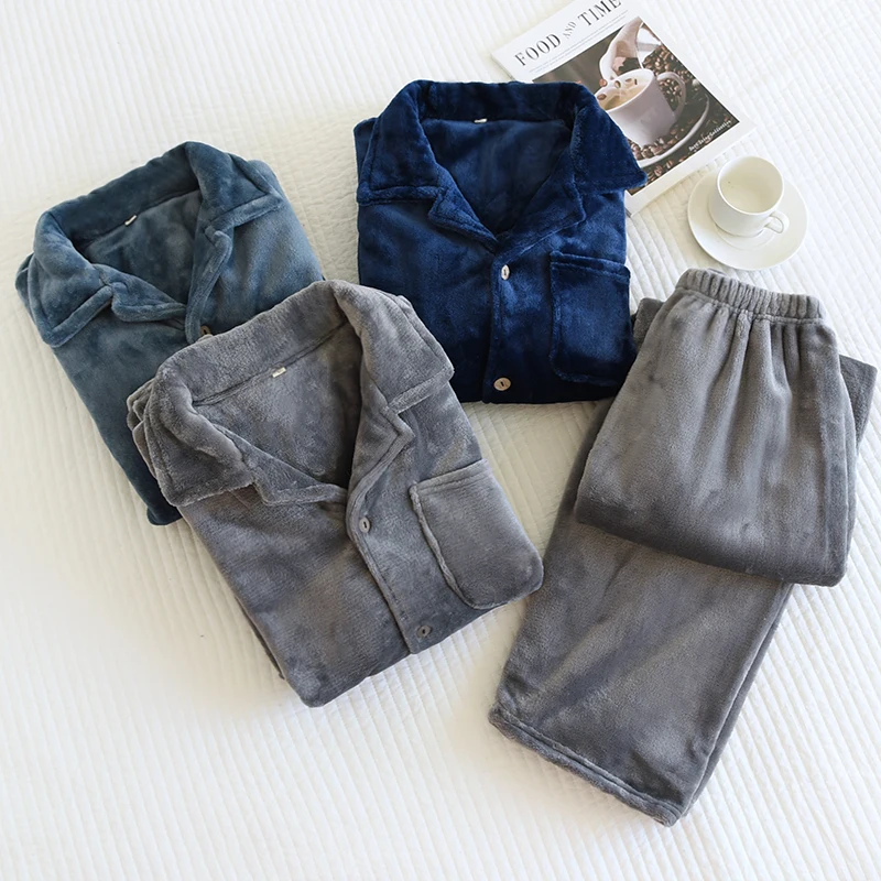 Men's 2 Piece Soft and Comfortable Thermal Pajamas Set Long Sleeve Casual Pajama Set Men's Loungewear
