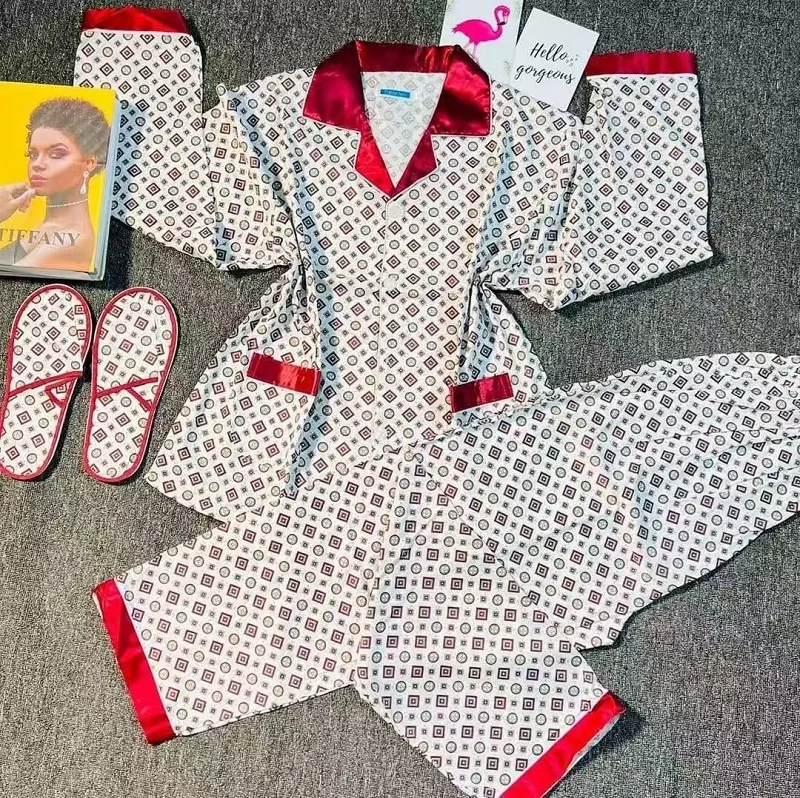 Men's 4 Piece Cardigan Pajamas Set Long Sleeve Trousers With Slipper Home Loungwear Soft Knitting Fabric Night Wear