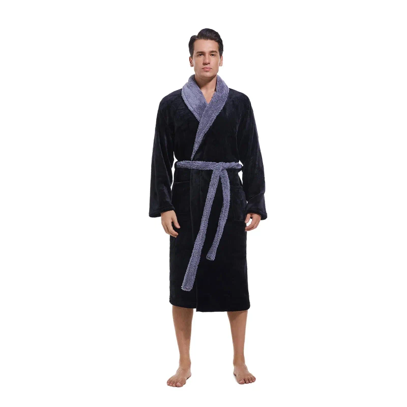 Men's Casual Loungewear Fleece Pajama Set Long Length Breathable Sleep Suits