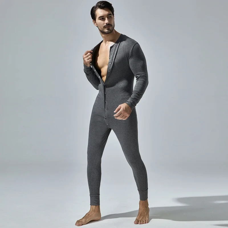 Men's Casual One Piece Pajamas European American Fitness Clothes Zipper Home Fitness Pants