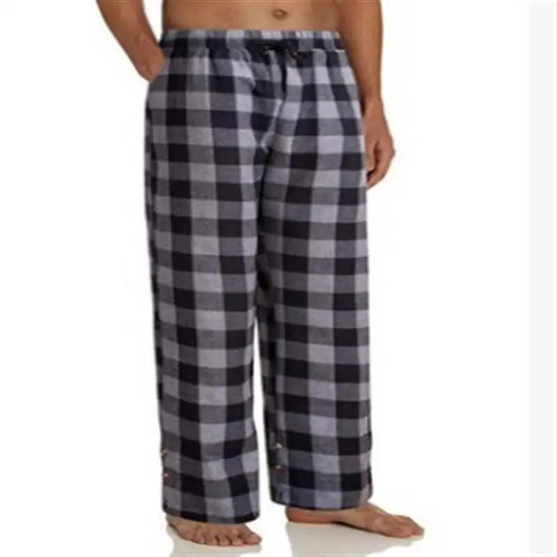 Men's Casual Plaid Pattern Mid Rise Drawstring Elastic Waist Cotton Pajama Pants