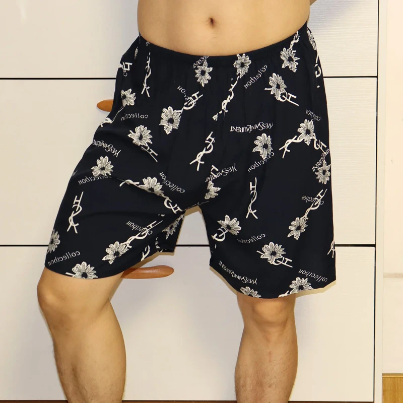 Men's Casual Solid Viscose Woven Breathable Summer Sleepwear Pajama Pants Short Sleeve Machine Washable Custom Logo Relaxing