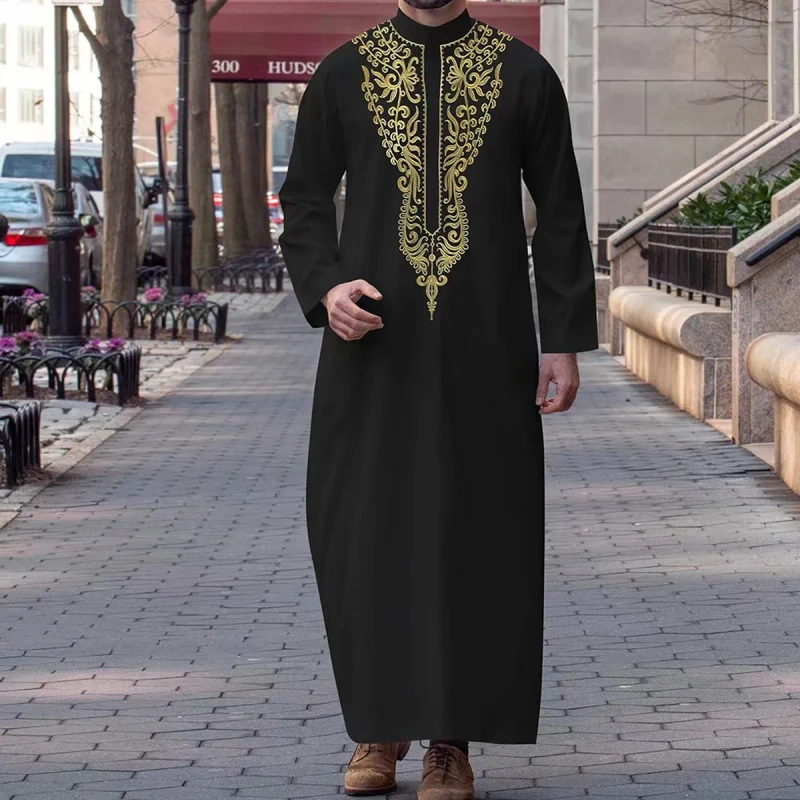 Men's Clothing Design Dubai Latest Muslim Arab Ethnic Robe Embroidered Shirt Robe