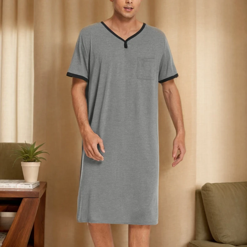 Men's Comfortable Breathable Knitted Modal Combo Pajamas Plus Size Casual Fashion Short Sleeve Bathrobe for Home Use Couples