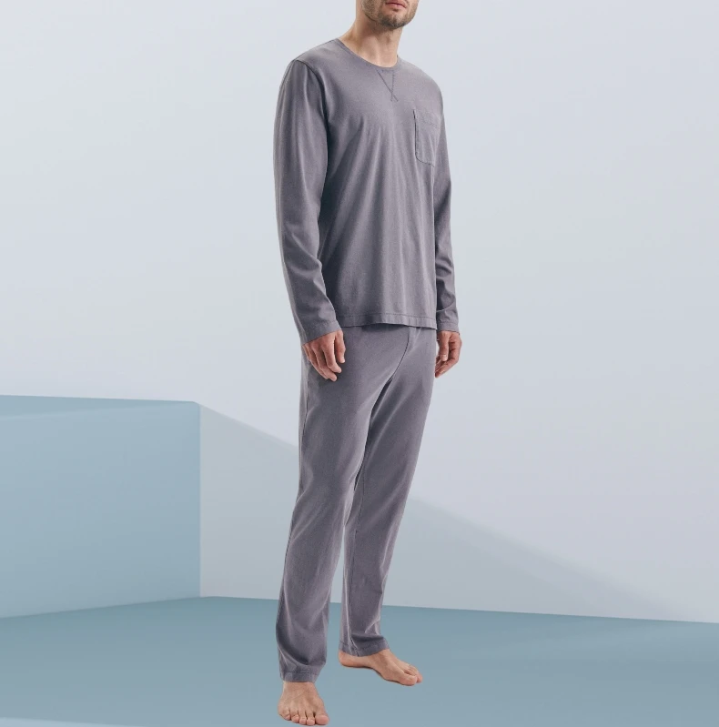Men's Cotton Modal Pyjamas Set Breathable Soft Bamboo Sleepwear with Pocket Size XL for Youth Boys