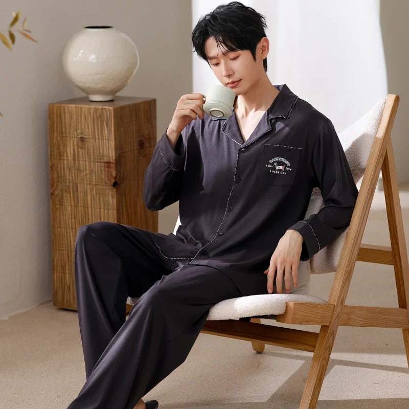 Men's Couple Casual Thermal Pajamas High Quality Cotton Long Sleeve Comfortable Breathable Quick Dry Luxury Homewear Nightwear