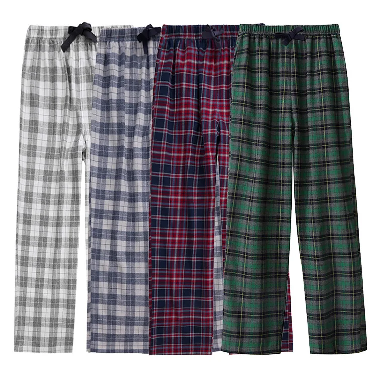 Men's Drawstring Waist Pajama Pants Plaid Pattern Casual Stretch Sleep Bottoms