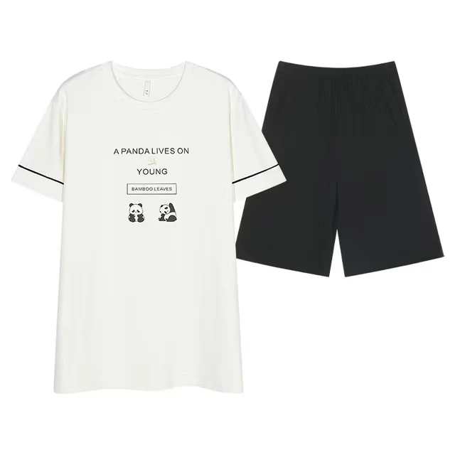 Men's High Street Style T Shirt Suit Short-Sleeved Shorts With Round-Neck Pajamas for Teenagers Boys