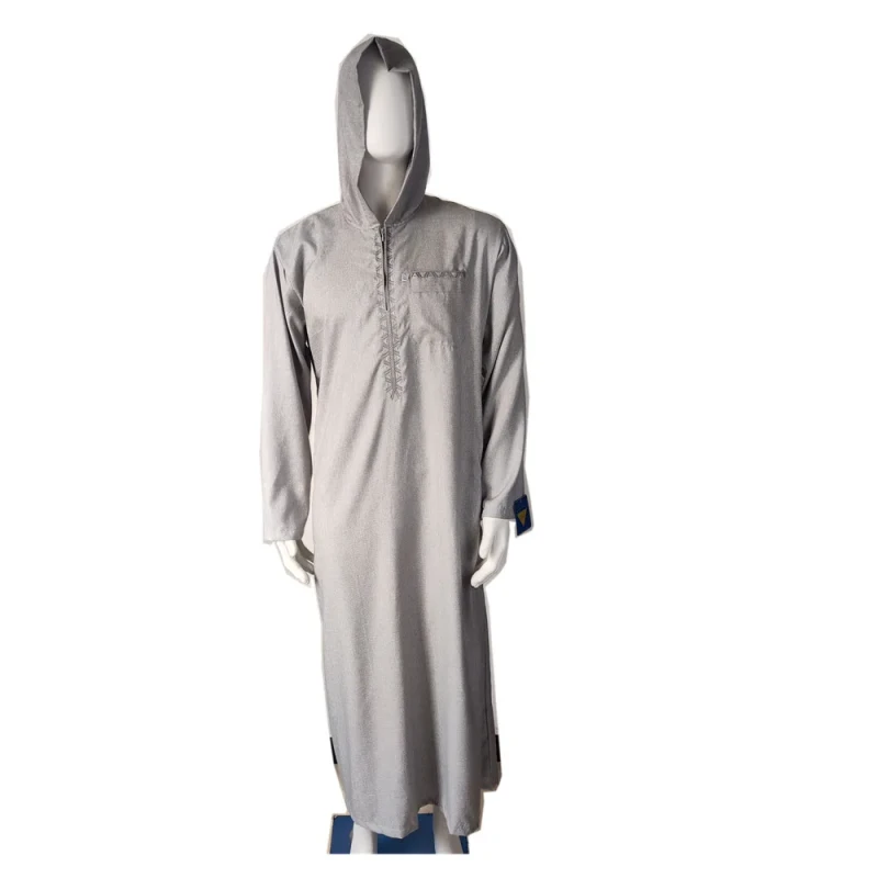Men's Long Sleeve Robe Side Split Kaftan Long Gown Thobe