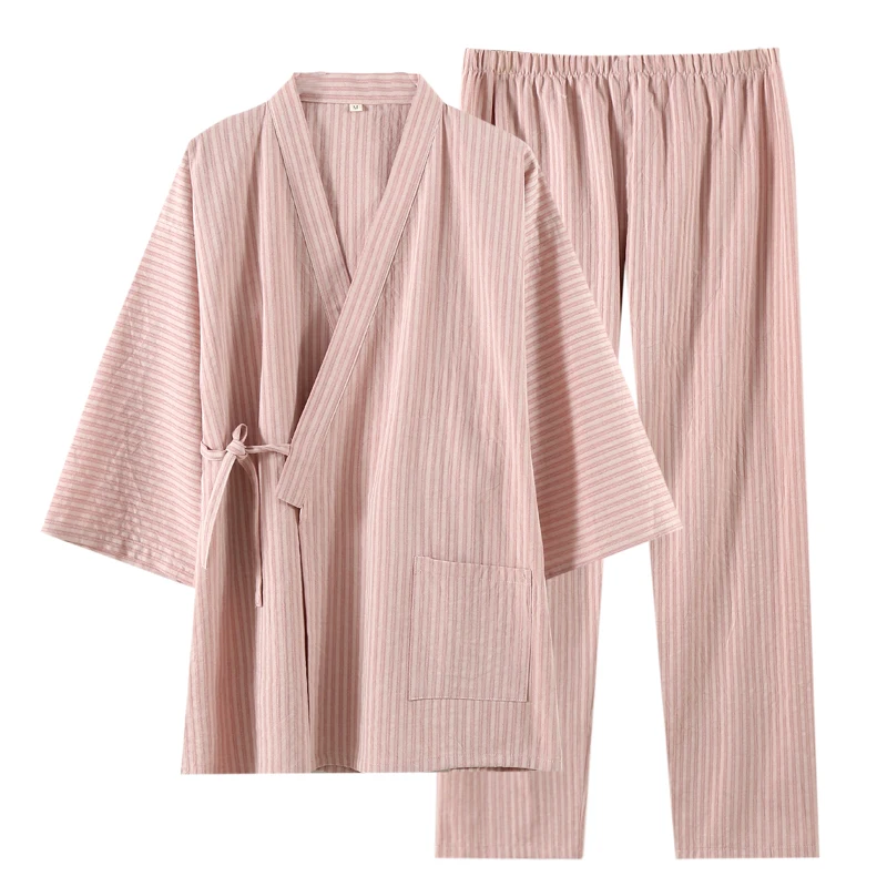 Men's Long Sleeved Winter Pajamas Set Waffle Knitted Fabric Breathable Home Clothes for Sleep Lounge Homewear