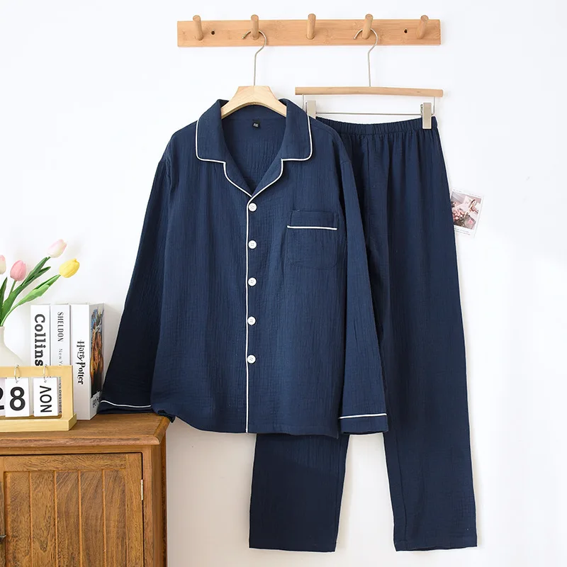 Men's Luxury Custom Home Wear Nightwear Woven Pajamas and Bathrobe for Summer and Winter Sleepwear for Men and Women