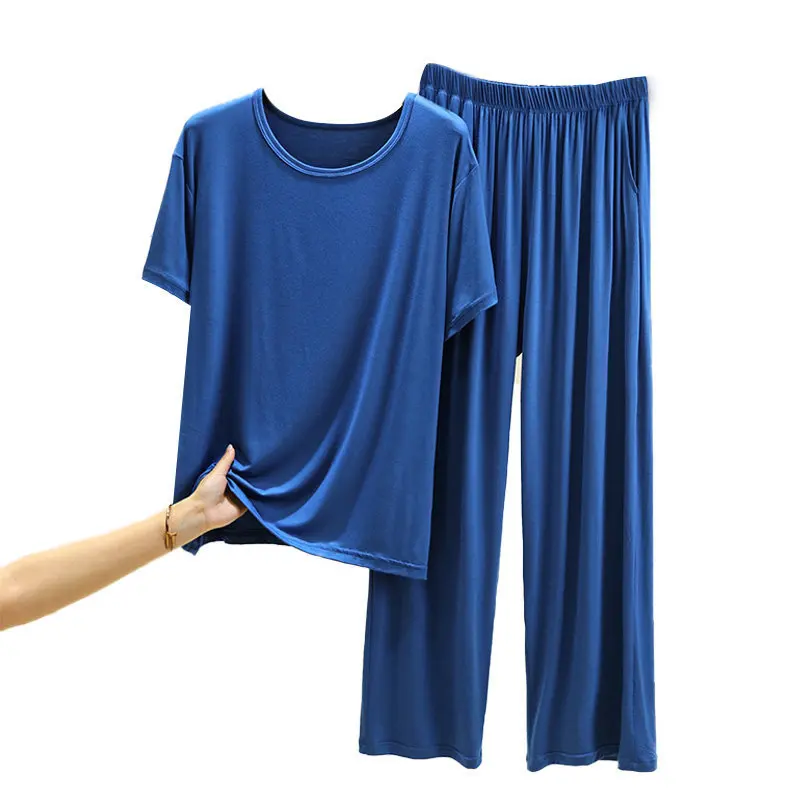 Men's Modal Short Sleeved Summer Pajamas Set Casual Large Size