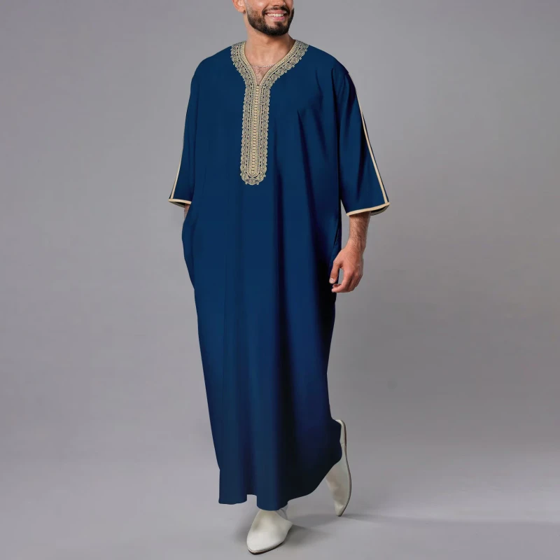 Men's Muslim Robes Abaya Dress One Piece Dress Islamic Full Length Kaftan Daily Casual Dress for Men