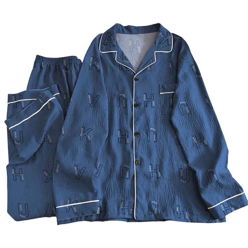 Men's Pajama Set Fall Fashionable Letter Print Casual Loungewear