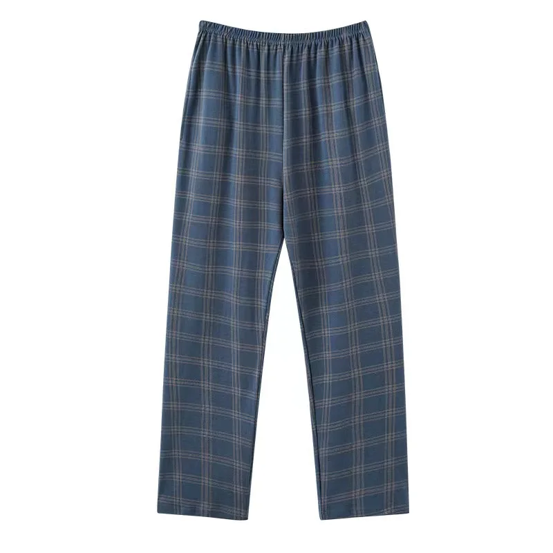 Men's Plaid Pajama Long Pants with Two Pockets 100% Cotton Sleep Pants