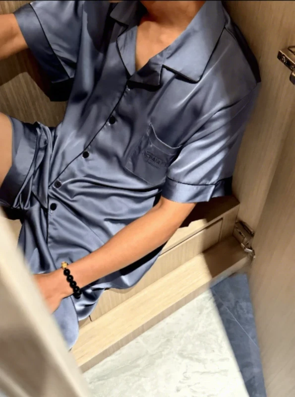 Men's Satin Ice Silk Pajamas Breathable Home Wear Minimalist Casual Style