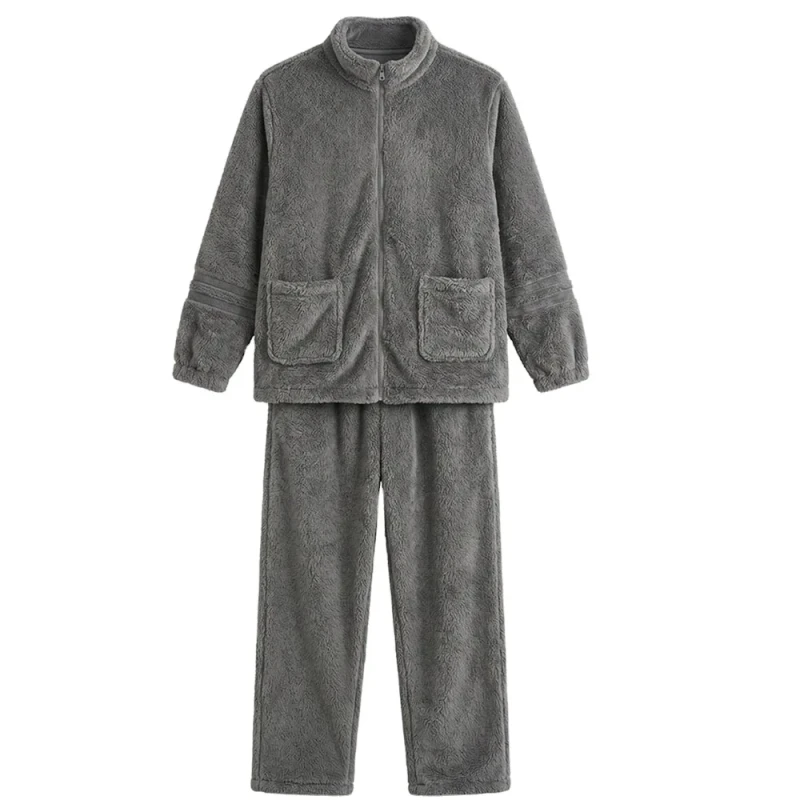 Men's Sleepwear Full Length Open Front Men's Flannel Pajamas