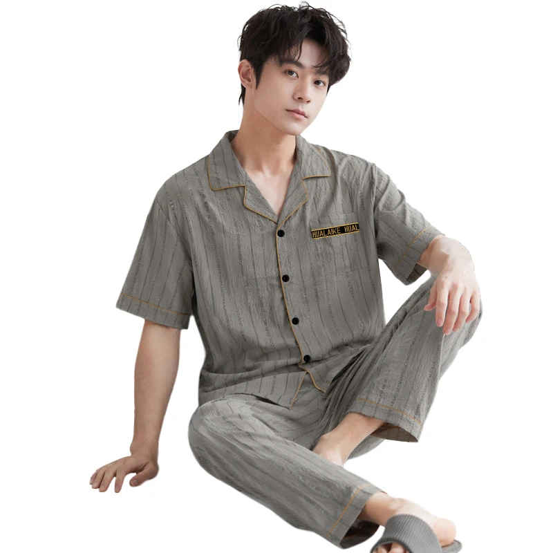 Men's Sleepwear Short sleeve Shirt And Long Pants Plus Size Casual Loungewear