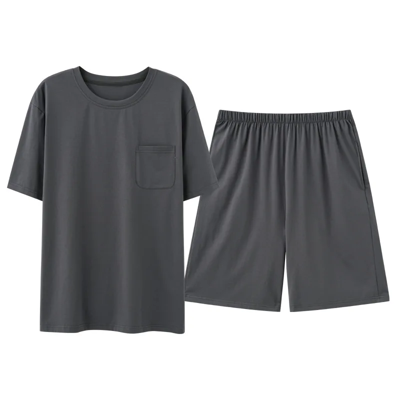 Men's Summer Pajamas Super Soft Modal Satin Breathable Cool Short Sleeved Simple Home Clothes Style Casual Thin Berunner