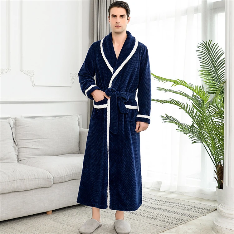 Men's Thermal Flannel Plus Size Soft Sleepwear Bathrobe