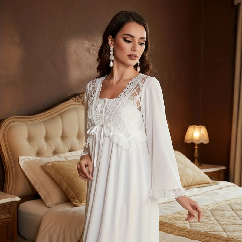 Mid-length nightgown skin-friendly and breathable casual home dress high-looking home sleepwear set