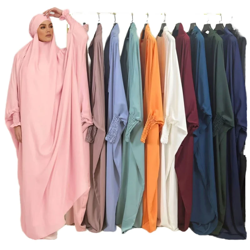 Middle Eastern Plain Robes Loose Women's Clothing Headscarf Muslim Long Dress