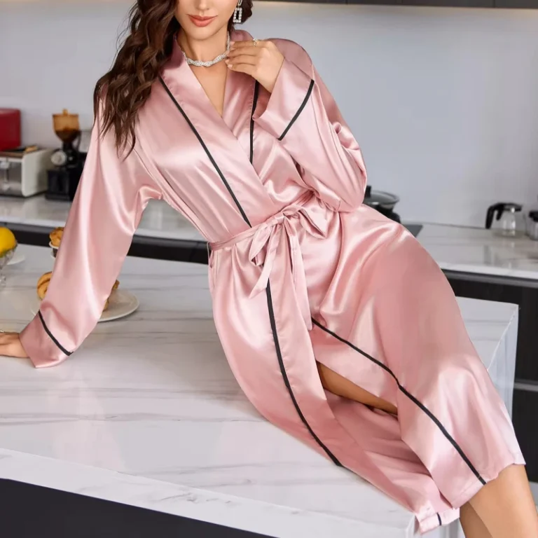 Minimalist-Satin-Knee-Breathable-Pajamas-Bathrobes-for-Women-Casual-Home-Wear-Elegant-for-Summer-Spring-Autumn