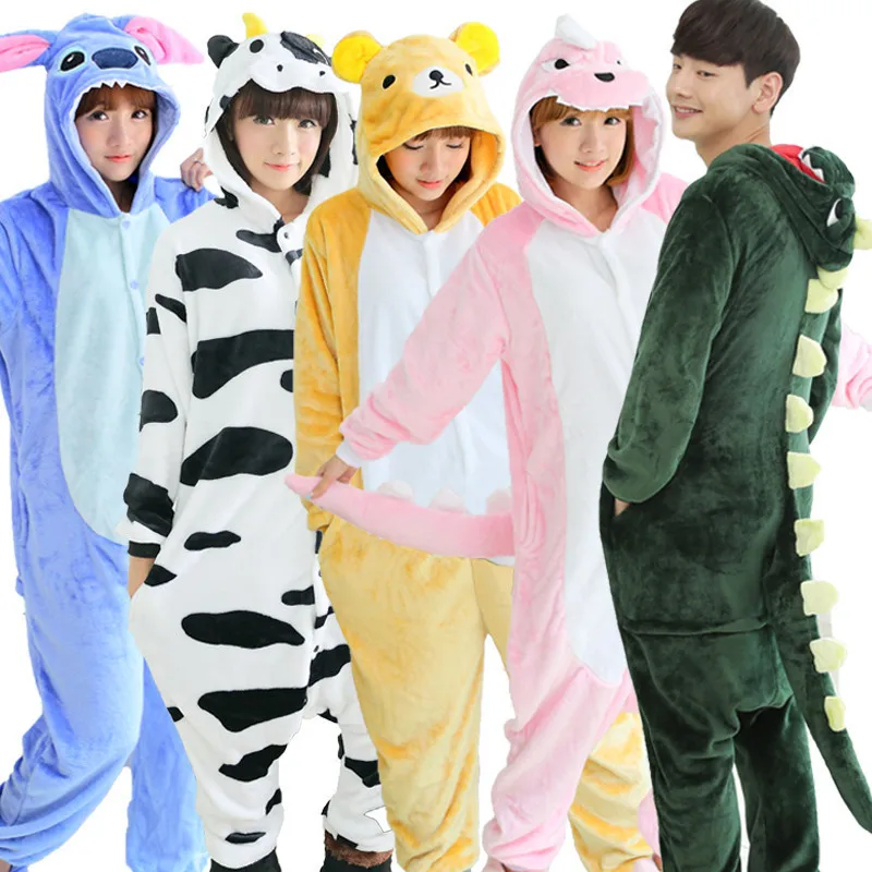 Mixed Autumn Winter Flannel Cartoon Onesie Pajamas One Eyed Monster Loungewear Toilet Version Adult Stitch Polyester