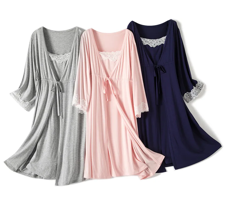 Modal Maternity Pajamas Set Fashion Nursing Nightdress Sleepwear for Pregnant Women