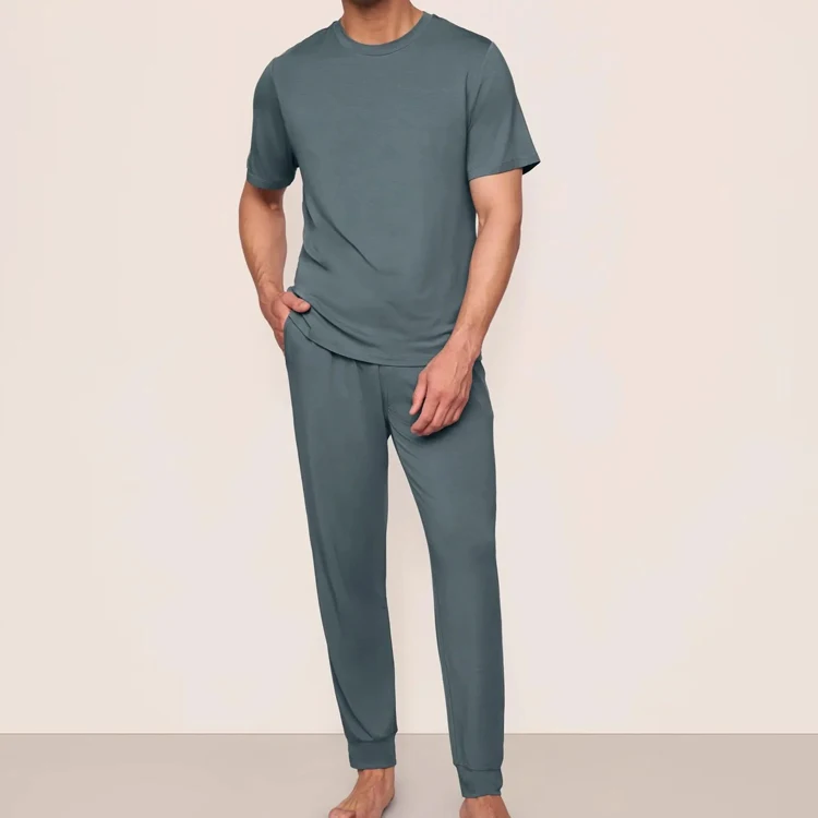 Modal Short Sleeve Pant PJ Set Organic Jersey Men's Pajamas Custom Homewear for Men Two Piece Sleepwear Eco friendly Pyjama