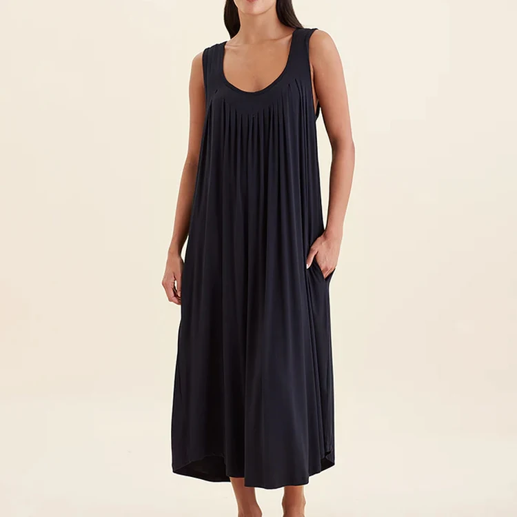 Modal Women's Nightgown Organic Jersey Sleep Dress Sleeveless Soft Nightdress for Women