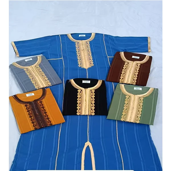 Moroccan Thobes Men's Muslim Side Pocket Thobe Robe Jibba Abaya Men's Clothing Jalabiya for Men Beaded Belts
