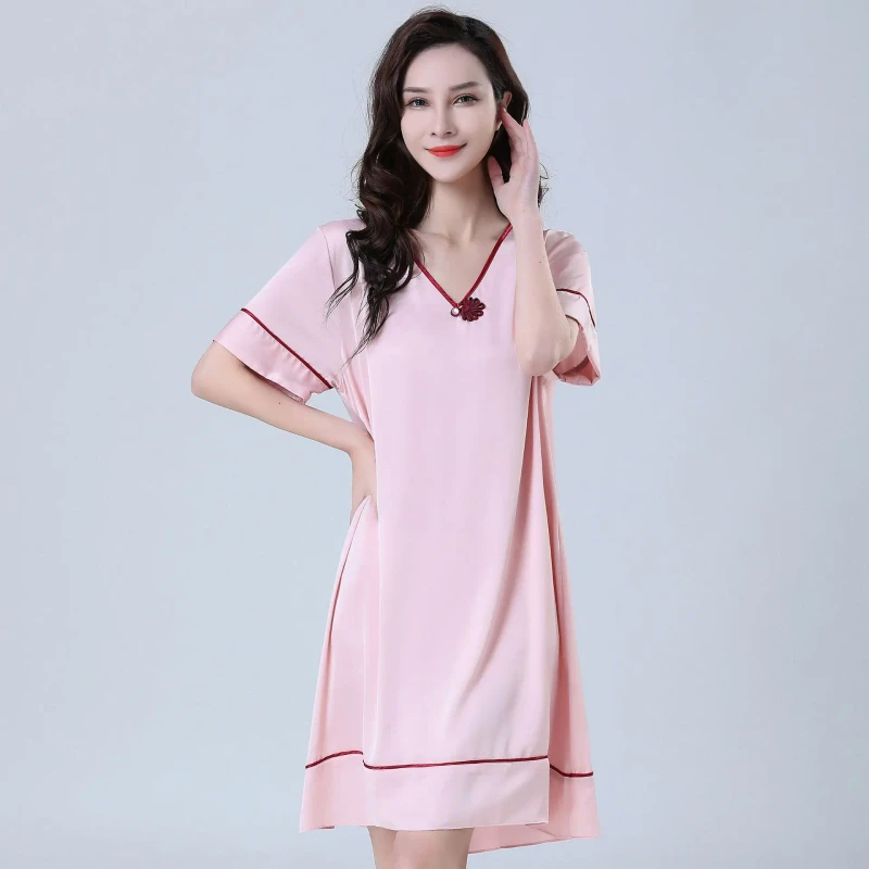 Mulberry Silk Knit Nightdress Long Nightgown