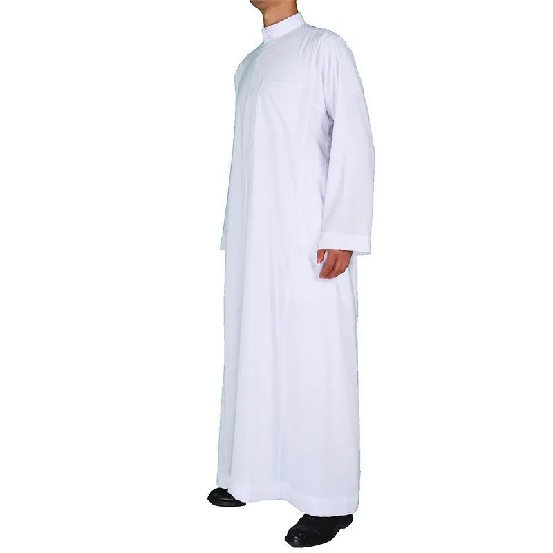Muslim Men's Robe Half Collar Neck Arab Ethnic Clothing for Men's Thobe Muslim Elegant