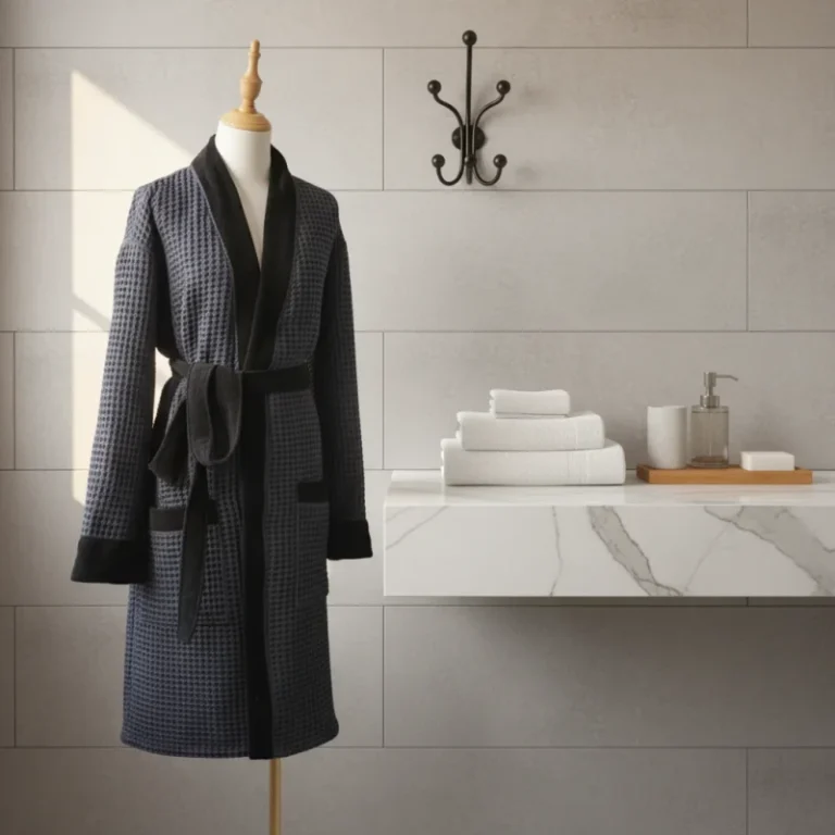 New-Arrival-Custom-100-Cotton-Luxury-Soft-Waffle-Weave-Super-Absorbent-Towel-Womens-Bathrobe-Model