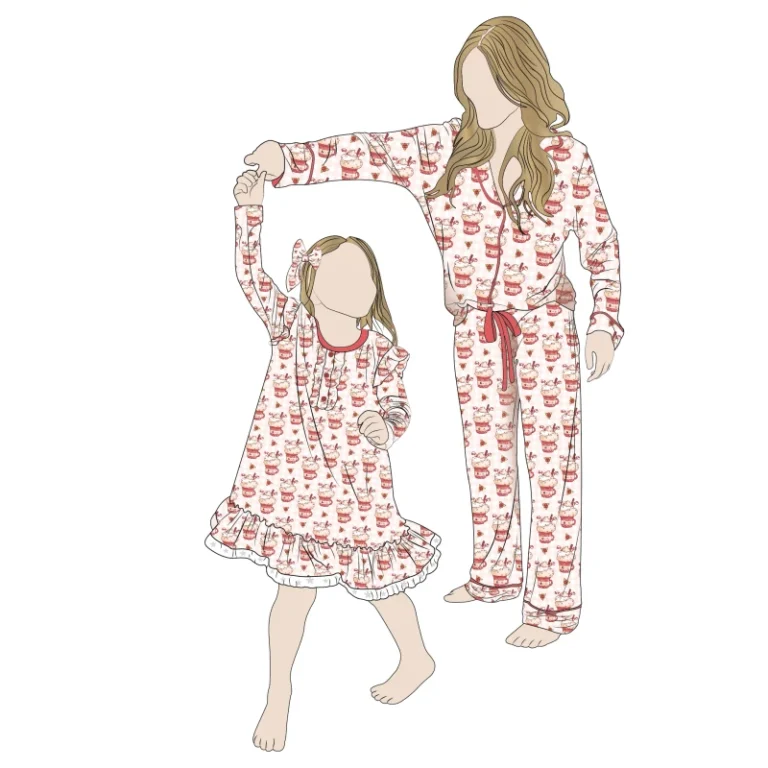 New-Arrival-Custom-Long-Sleeve-Custom-Print-Mommy-and-Me-Casual-Party-Family-Matching-Outfits-Girls-Night-Gown-Mommy-Pajamas