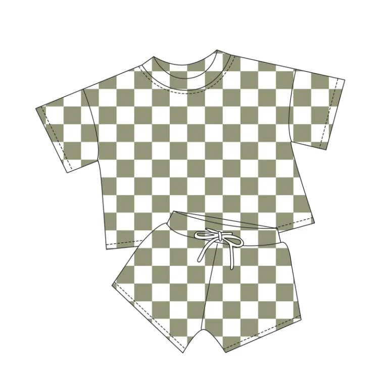 New-Arrival-Hot-Summer-Checkered-Print-2-Pieces-Fit-Family-Matching-Pajamas-Set-Lounge-Set-With-Babies-and-Mom