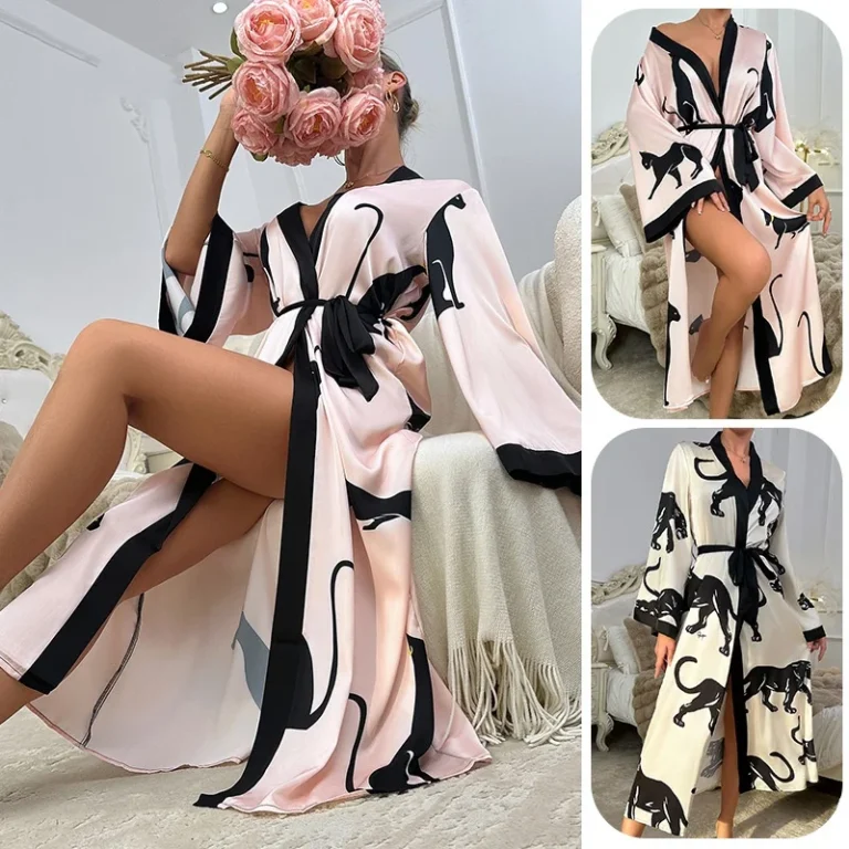 New-Arrival-Luxury-Satin-Printed-Leopard-Bathrobe-for-Women-Sexy-Long-sleeved-Robe