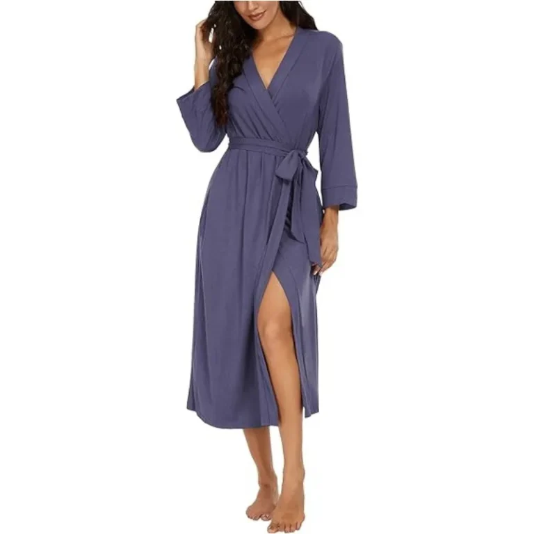 New-Bamboo-Women-Kimono-Robes-Long-Knit-Bathrobe-Lightweight-Soft-Knit-Sleepwear-V-neck-Casual-Ladies-Loungewear