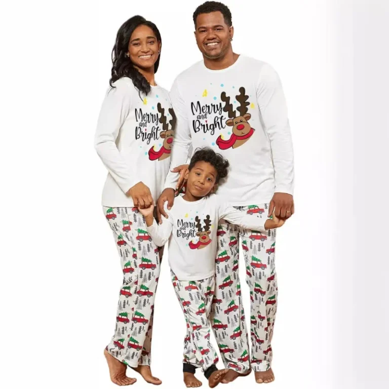 New-Christmas-Cotton-Cartoon-Stripped-Long-Sleeve-Knitted-Pajama-Set-Neck-Elastic-Waist-for-Parent-Child-Minimum-Order-2pcs