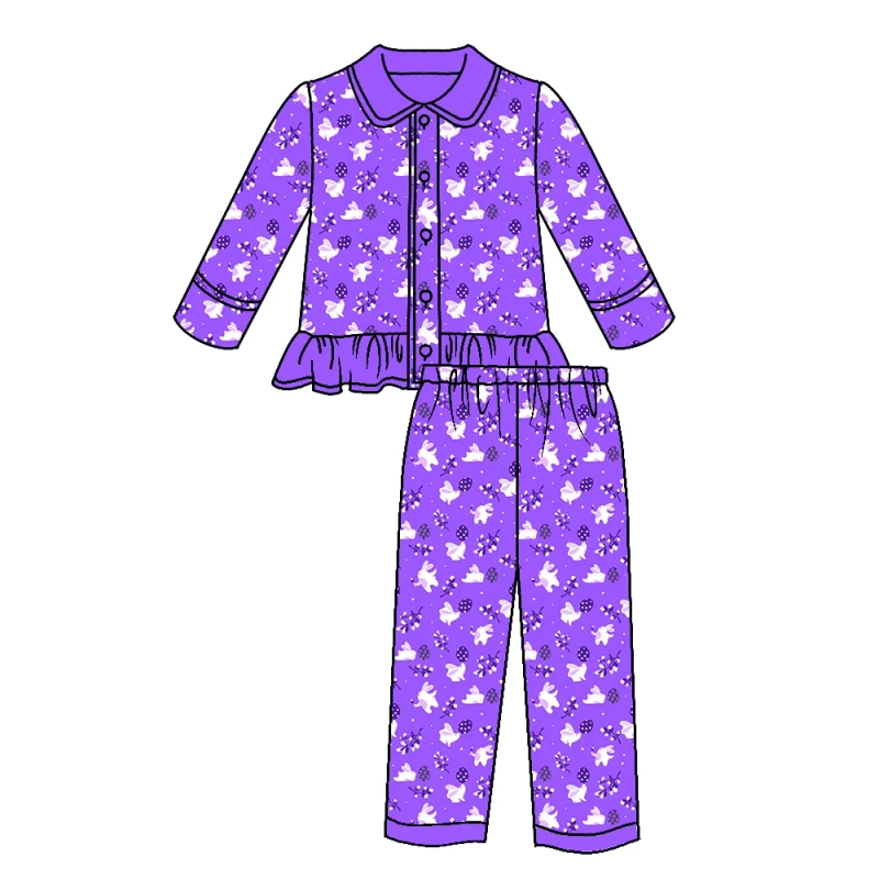 New Design Custom Print Button up Pajamas Sets Kids Adults Cute and Comfortable Sleepwear