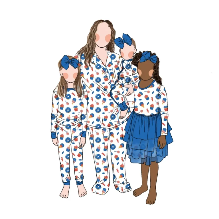 New-Design-Family-Matching-Mommy-and-Me-Custom-Print-Breathable-2pc-Pajamas-Set