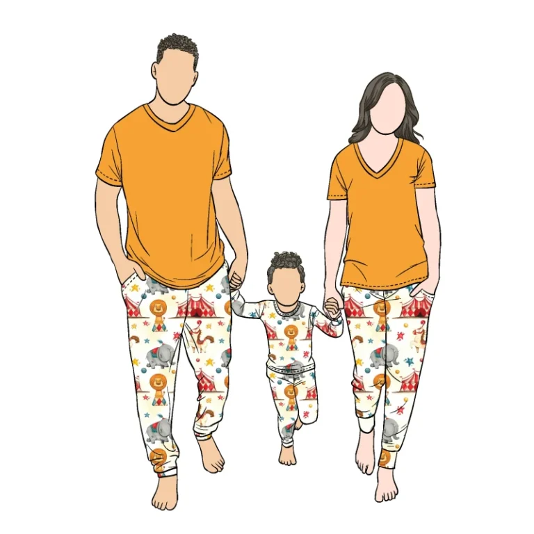 New-Design-High-Quality-Soft-Summer-Family-Matching-Pajamas-Circus-Print-Kid-Pajamas-2pc-Sleepwear-Set