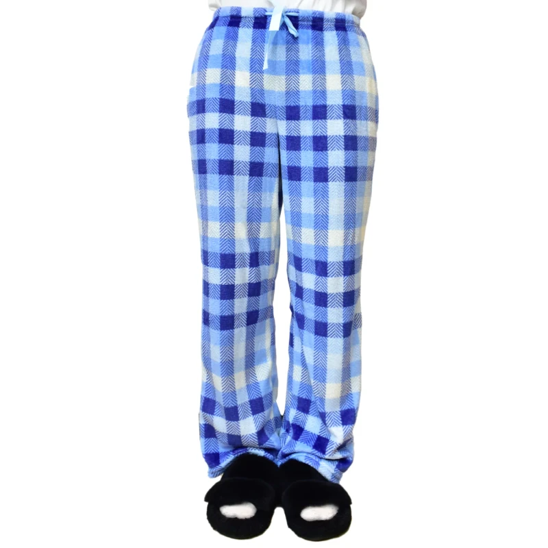 New Design Knitted Fleece Printed Women Men Plaid Custom Logo Kids Girls Soft Flannel Elastic Waist Pajama Pants