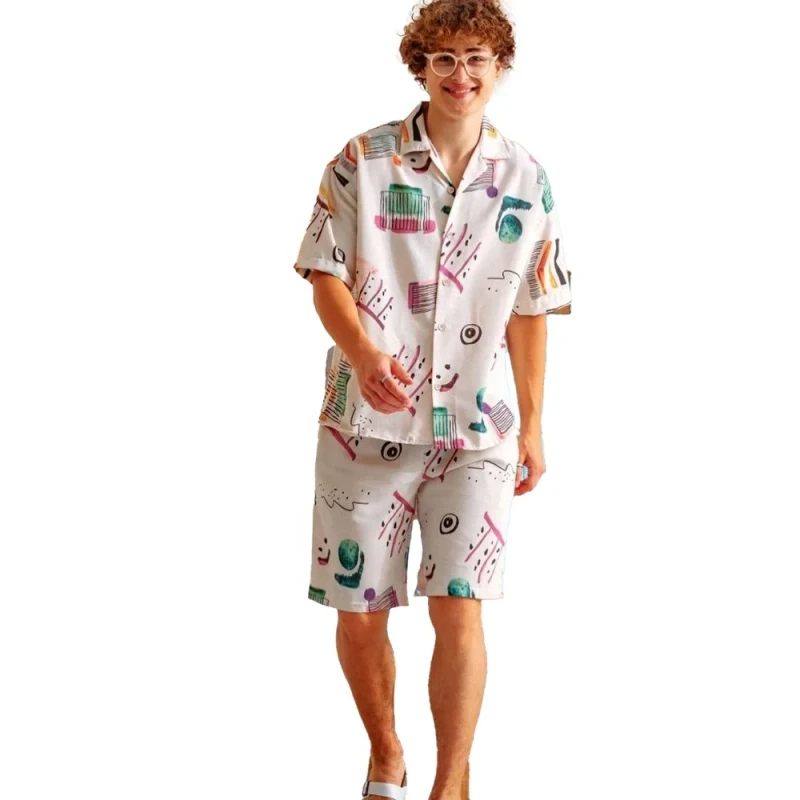 New Design Print Suitable Oversized Pajama Set Nightwear Pajamas for Men