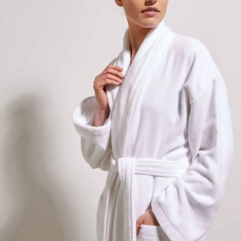 New Design Women High Quality Cotton Terry White Hotel Bathrobe Custom Spa Unisex Soft and Warm Bath Robes