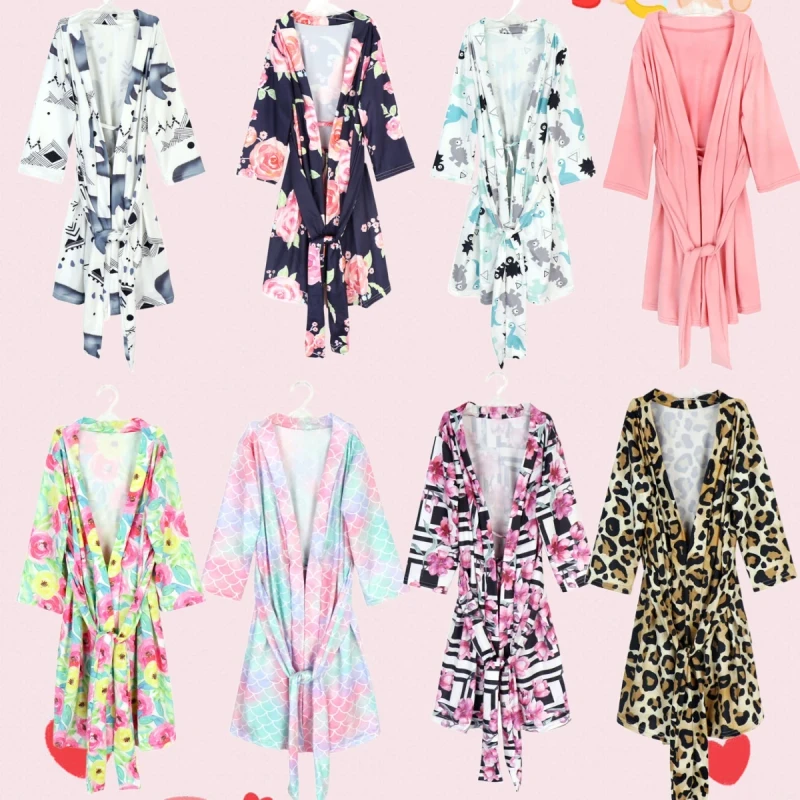 New Stylish Cotton Robes Women Floral Pajamas Long Robe Women Sexy Women's Sleeping Robes Midi Dress Comfy Nighty OEM ODM