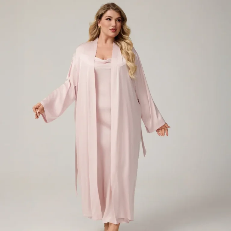 New-Womens-Plus-Size-Cowl-Neck-Long-Satin-Slip-Dress-And-Robe-Set-Sexy-Comfortable-Loungewear