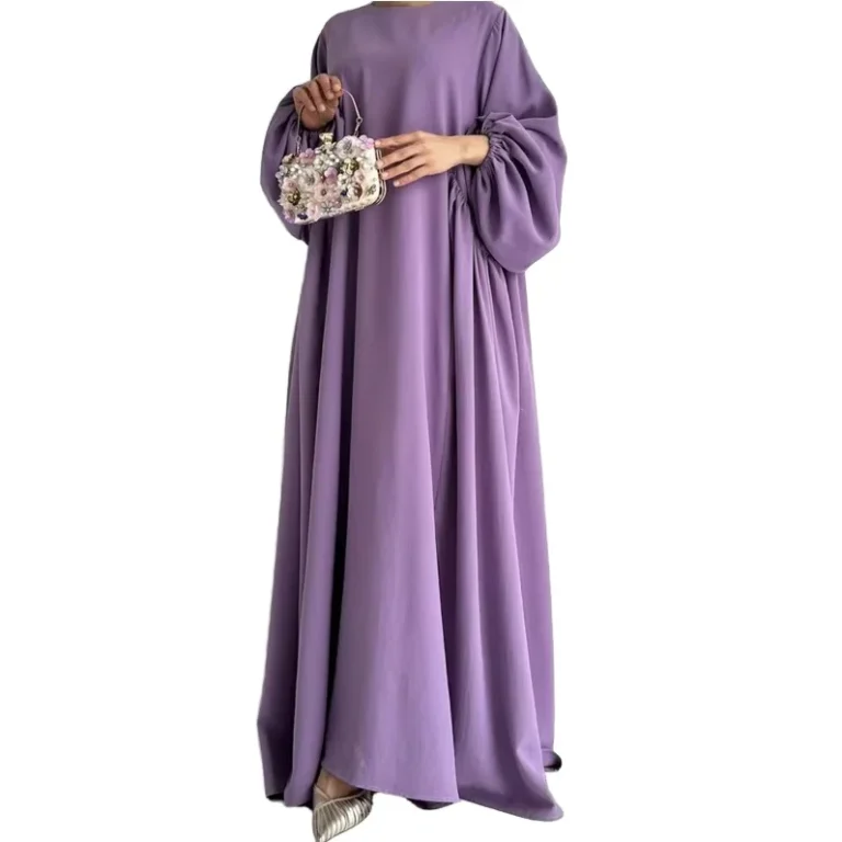 New-lb-Style-Casual-Middle-Eastern-Muslim-Womens-Abaya-Dress-Solid-Color-Simple-Robe-Made-of-Polyester-Islamic-Clothing