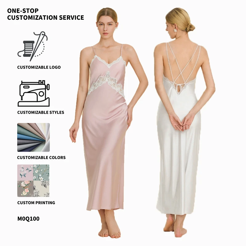 Night Pajamas for Women Sexy Luxurious Women's Nightgown Lace Long Nightdress Women Luxury V-Neck Spring/Summer Home Wear